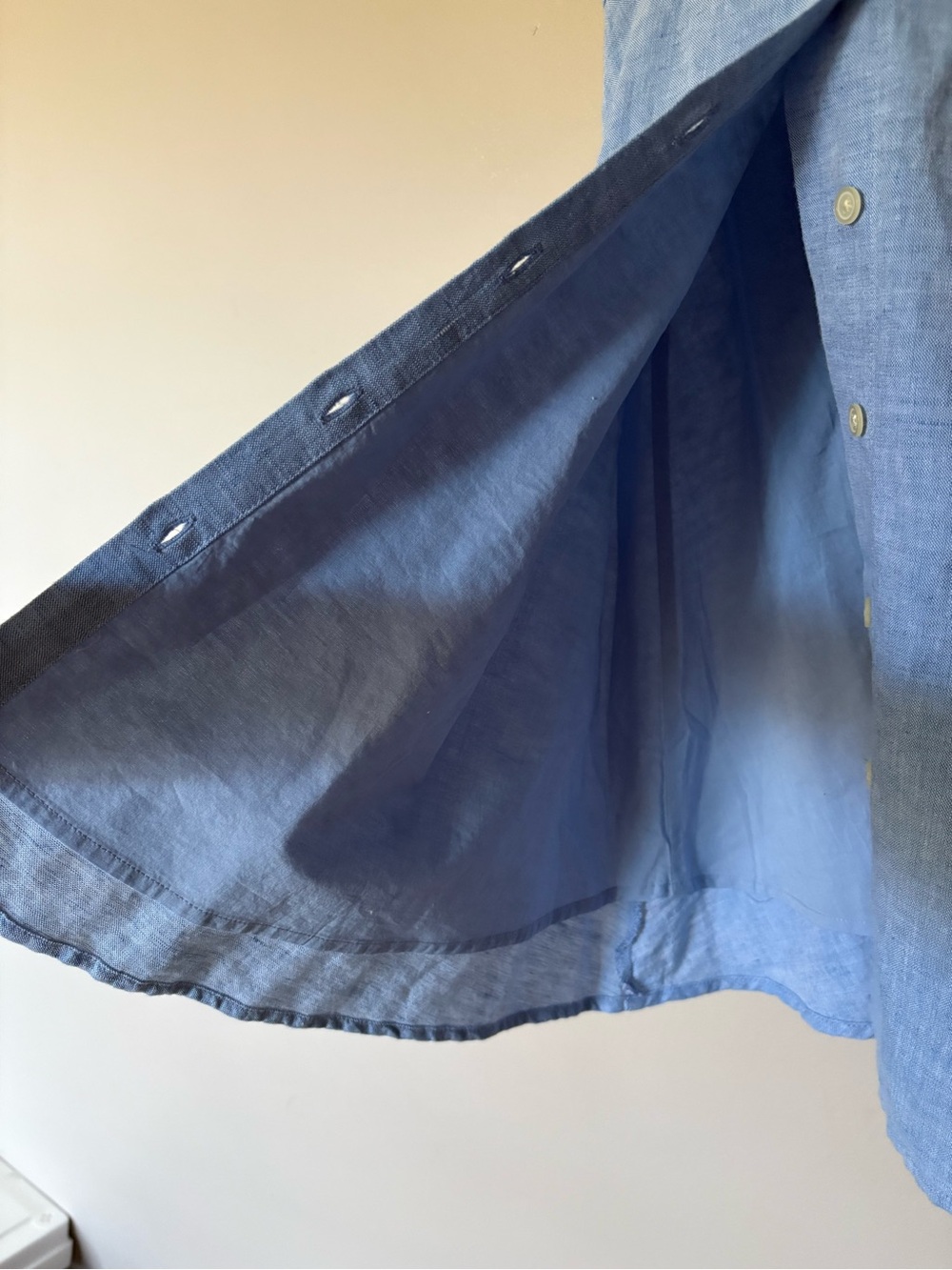 GAP Powder Blue V-Neck Button Front Mini linen and cotton blend Dress - Picture 5 of 7